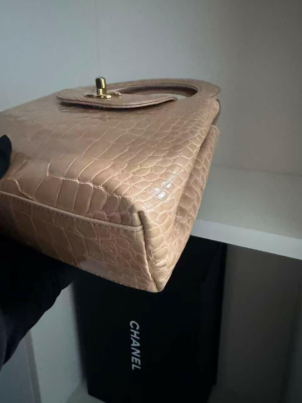 Chanel Vintage Mini Top Handle in Blush Alligator (Series 2)