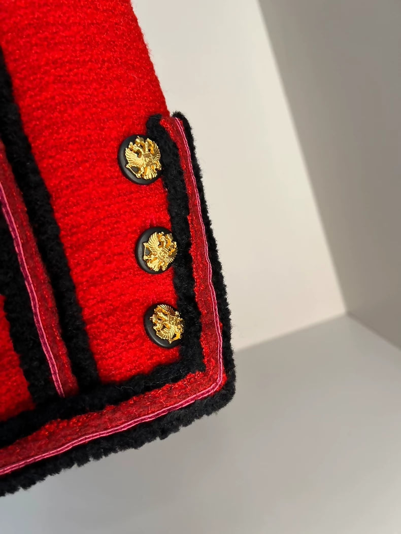 Chanel Paris-Moscow Métiers dArt military-style red jacket