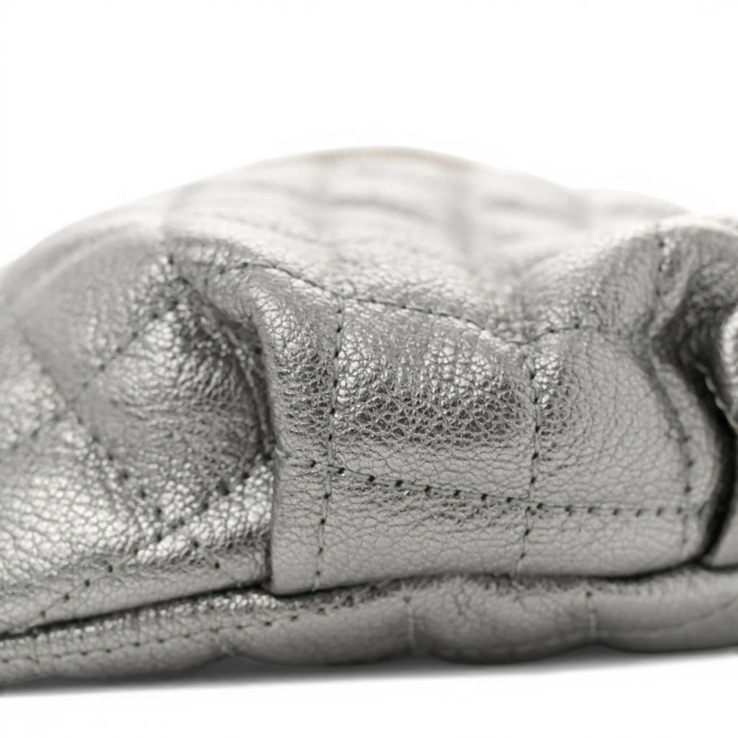 Chanel Quilted Metallic Silver Goatskin Banana Classic Waist Bag Fanny Pack