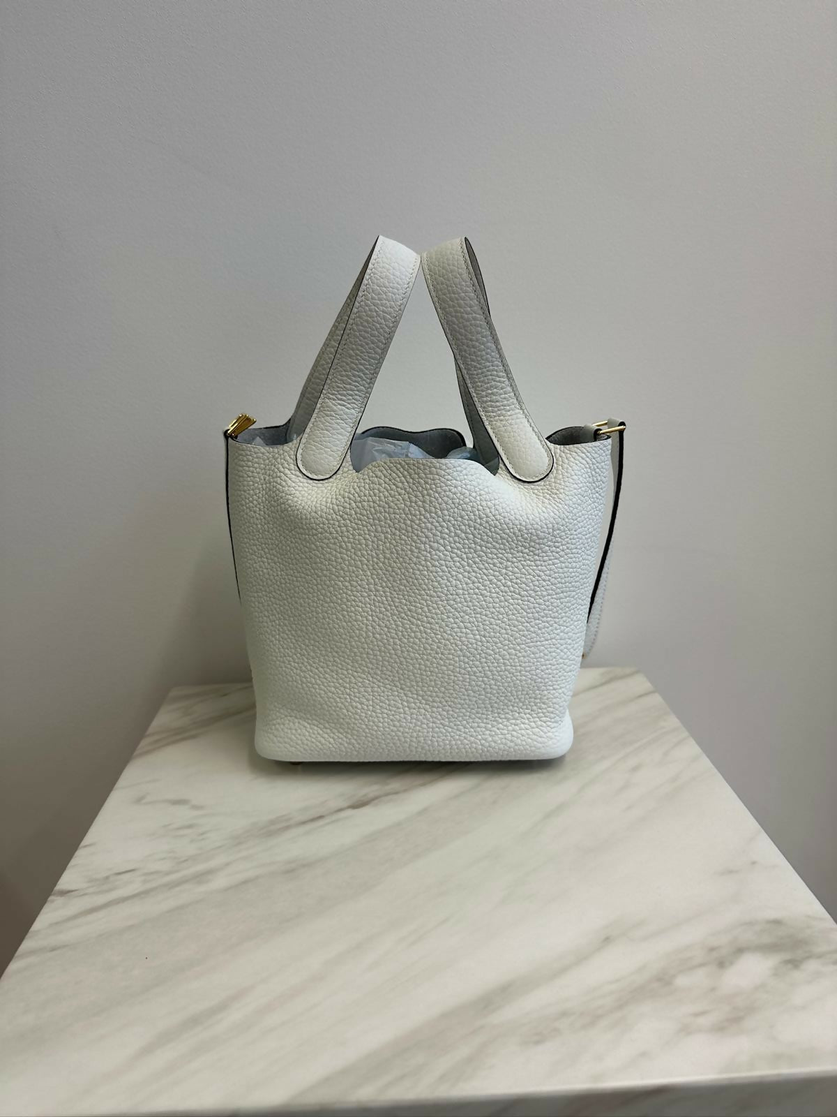 Hermes Picotin 18 New White GHW Stamp W
