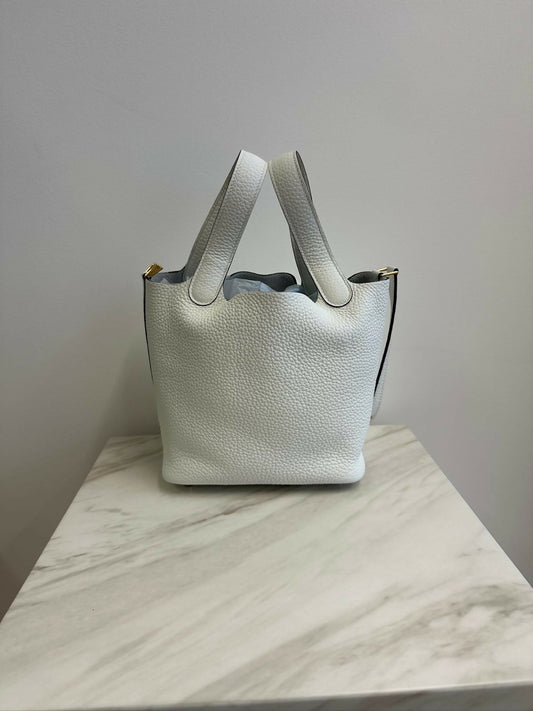 Hermes Picotin 18 New White GHW Stamp W