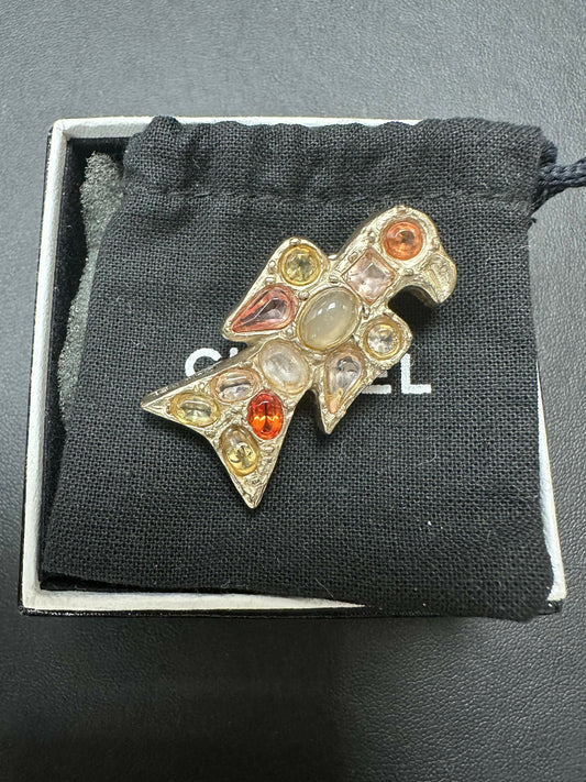 Chanel Vintage 2007 Gripoix Multicoloured Gold Plated Eagle Brooch