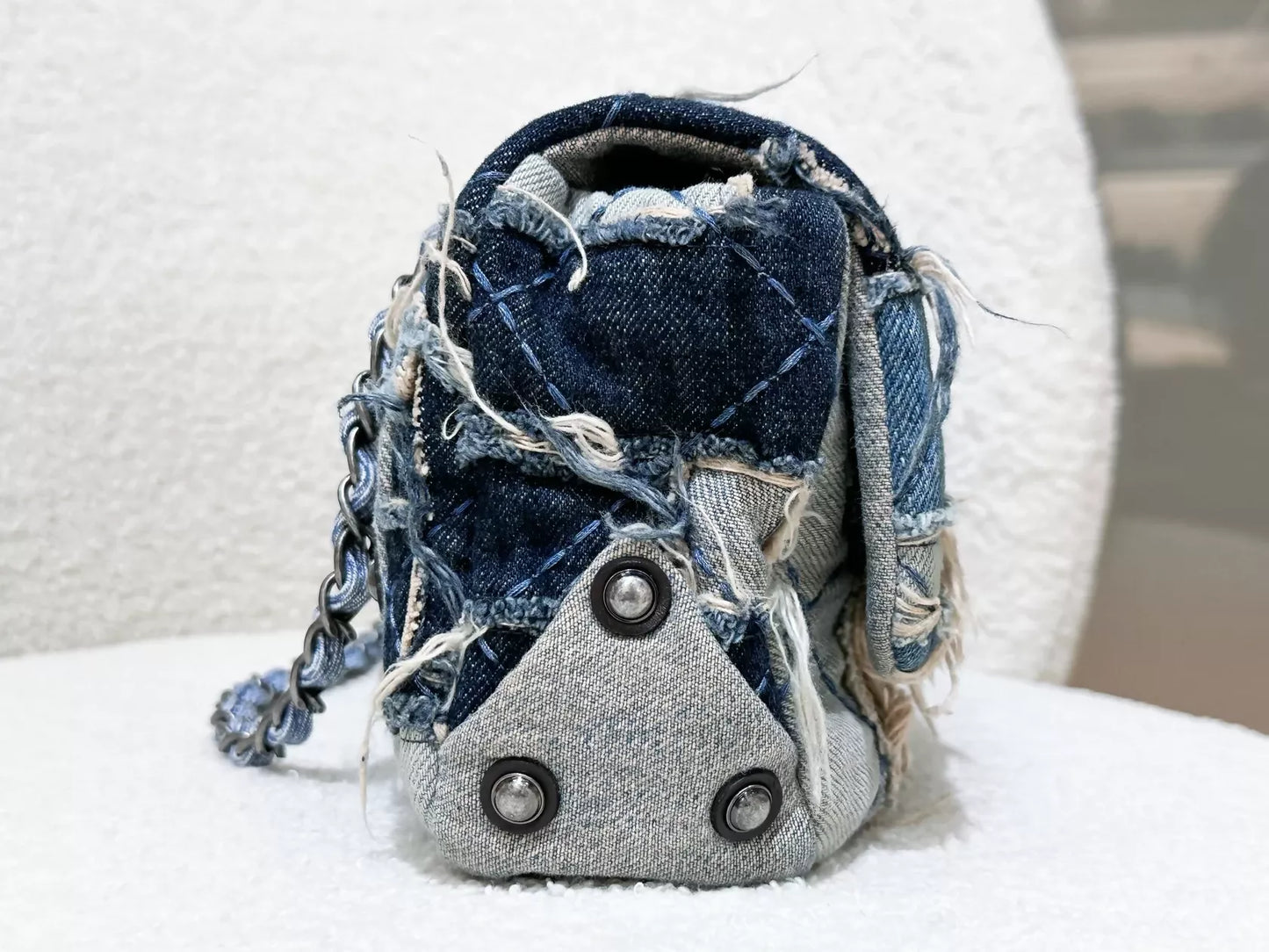 Chanel Paris-Dallas Flap Bag in Blue Patchwork Denim with Aged Silver Hardware (2014)