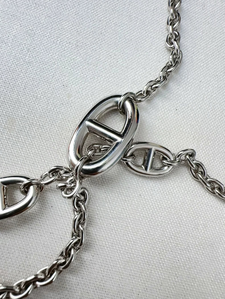 Hermès 120cm Farandole chain made from sterling Silver with the iconic Chaine dancre motifs