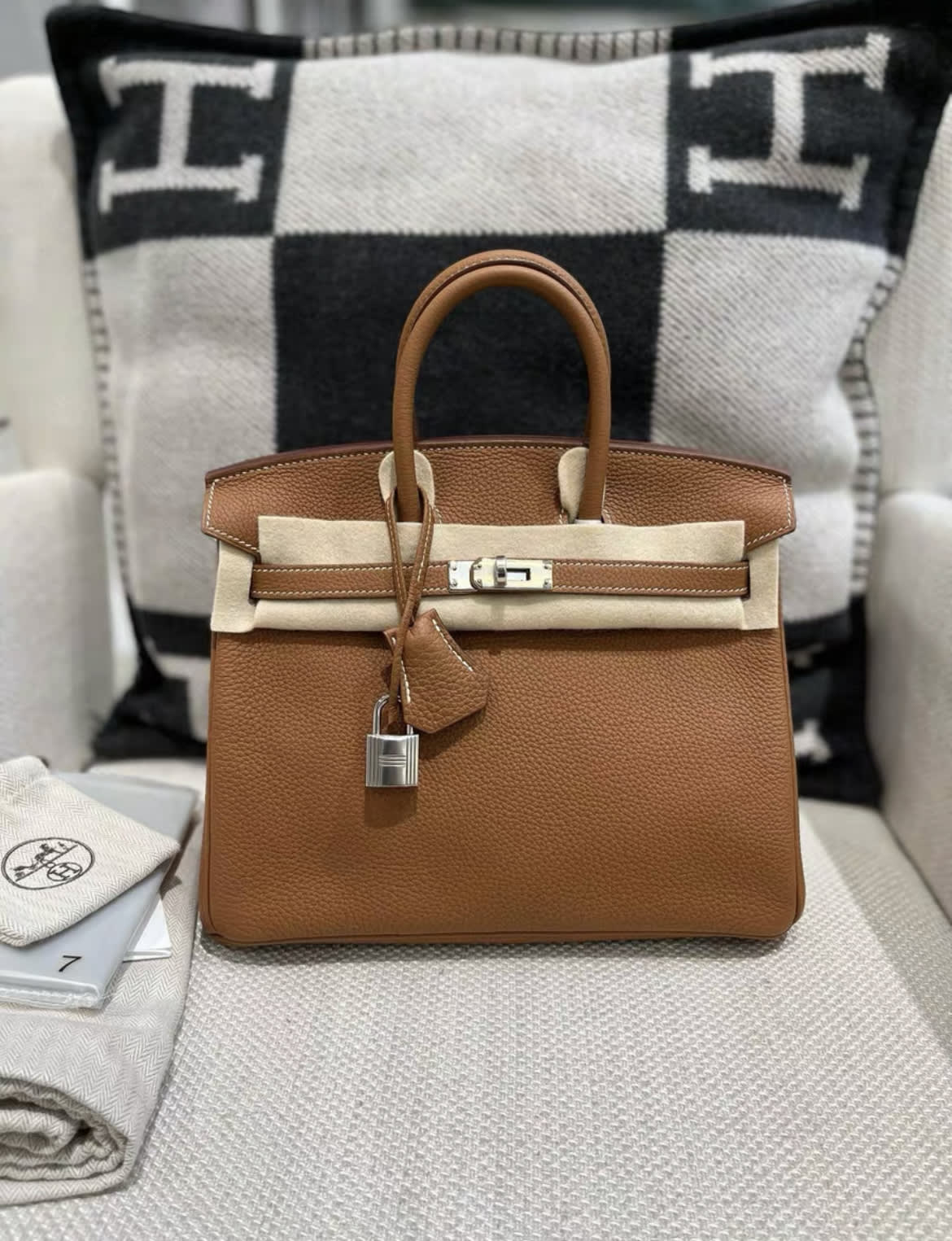 Hermès Hermes birkin 25 gold brown togo Leather palladium hardware stamp D - 25 Tote Bag - Secondhand luxury from Top Quality Luxury Designers Bag
