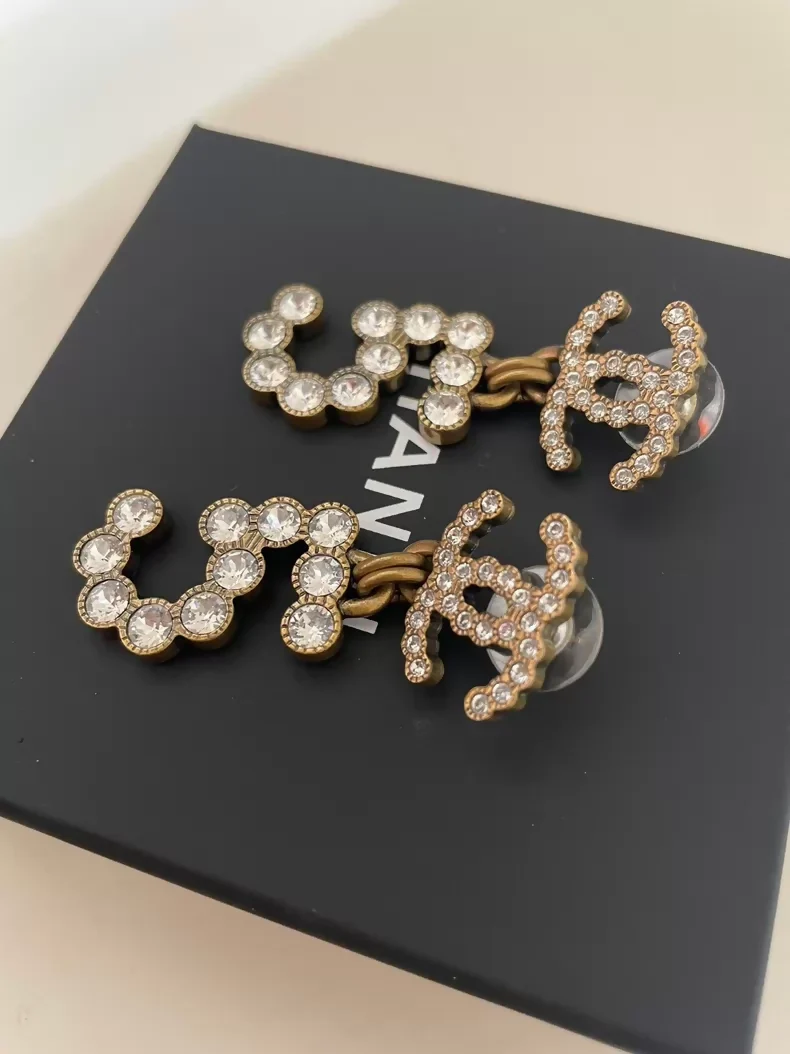 Chanel N.5 rhinestone vintage stud earrings