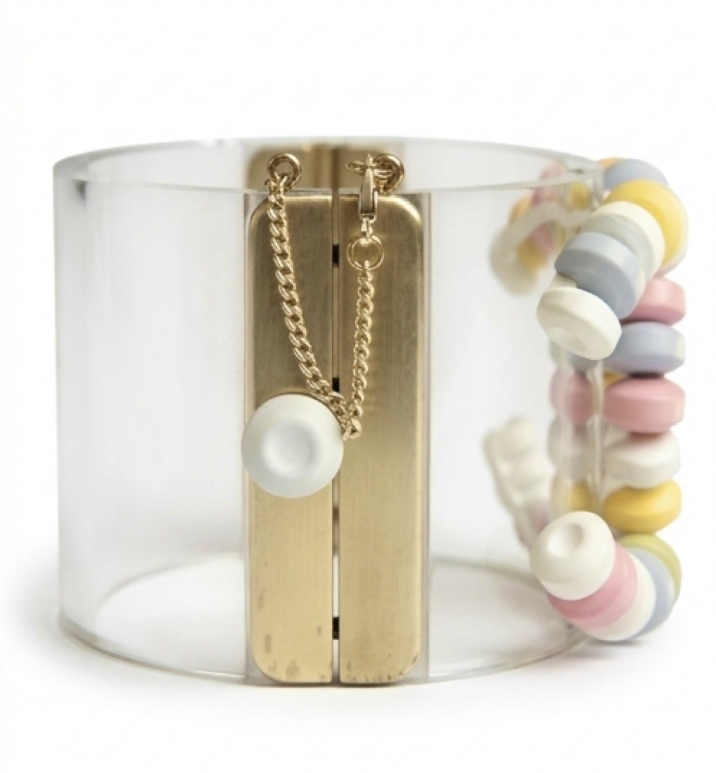 Rare Chanel 14K Supermarket Lucite Multicolor CC Candy Statement Bracelet Cuff