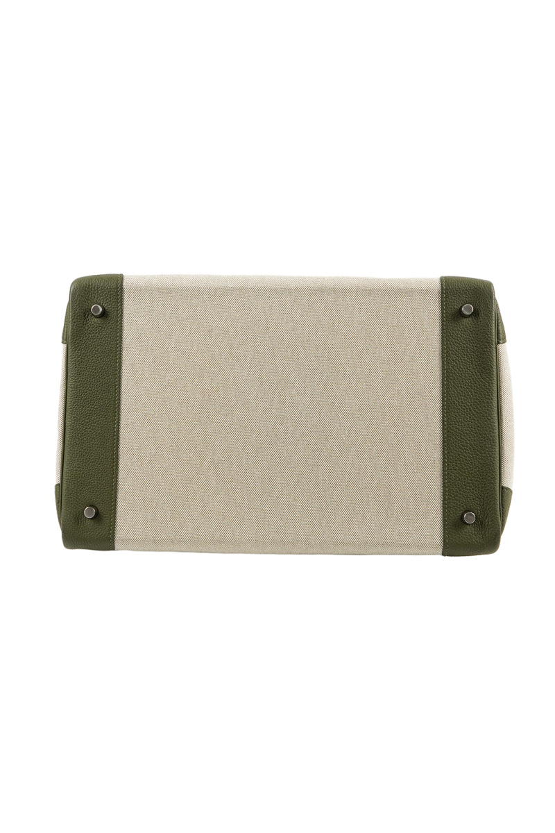 Hermes HAC 40 Canvas Olive green togo leather palladium hardware