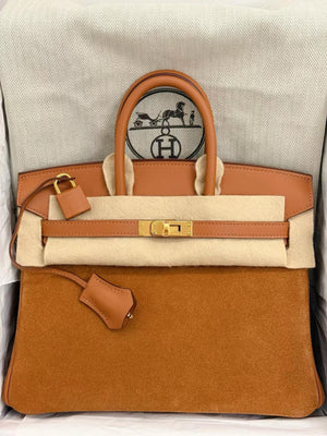 Hermes Birkin 25 Gold Swift  Chamois Grizzly Gold hardware