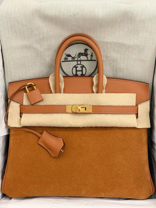 Hermes Birkin 25 Gold Swift  Chamois Grizzly Gold hardware