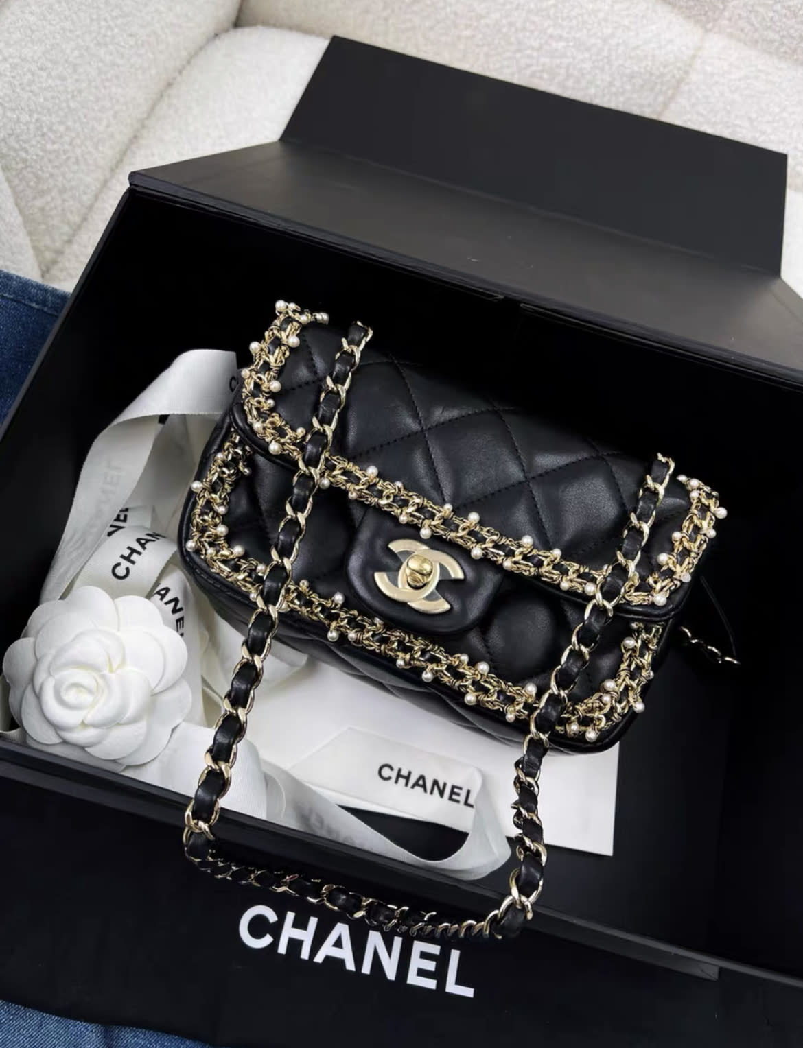 CHANEL Chanel limited edition pearl leather CF chain bag - 17*10*6 Shoulder Bag - Secondhand luxury from Top Quality Luxury Designers Bag