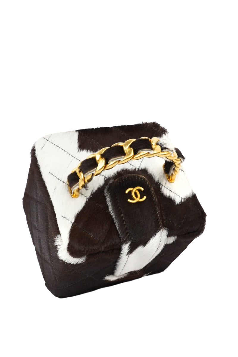 rare chanel black/Brown/white mini vanity case bag