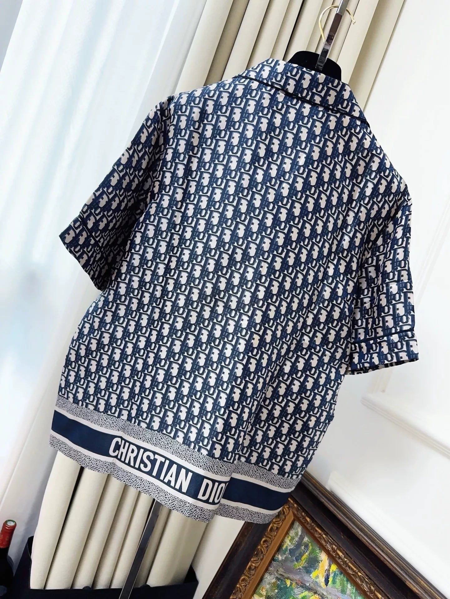 Dior classic blue monogram full-print logo shirt
