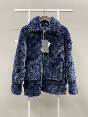 FENDI dark blue fur coat