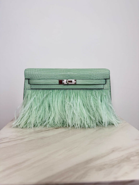 Hermès Kelly Elan Vert d’Eau Foncé Matte Porosus PHW K 2026