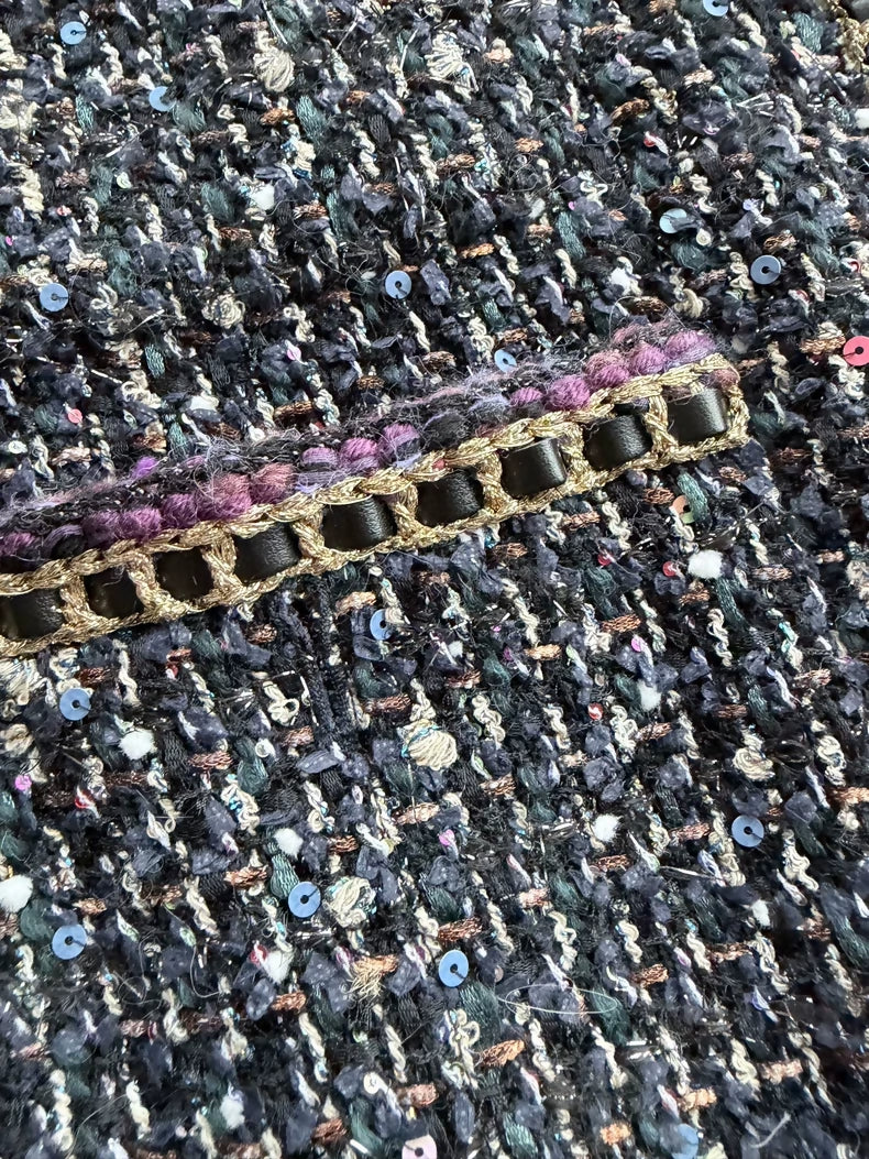 Chanel 21A Leather Chain tweed Jacket