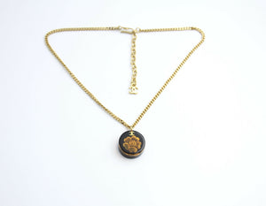 Chanel Vintage 98A Acrylic Dark Brown Camellia Necklace