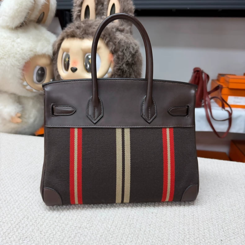 Hermès Birkin 30 Ebony Canvas palladium hardware
