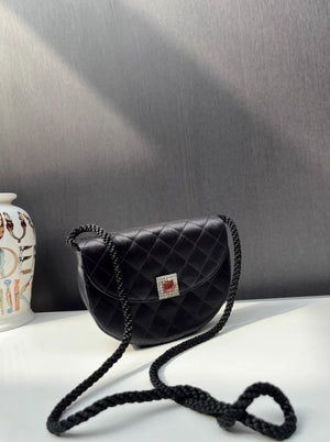 Vintage Chanel Diamond Satin Half Moon Bag