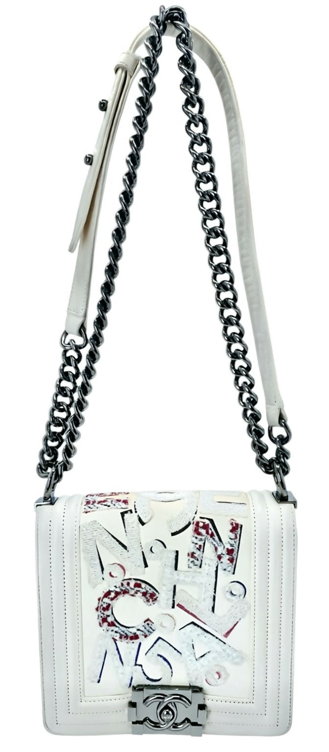 Rare Chanel 14S Limited Edition Graffiti Lambskin Small Boy Bag