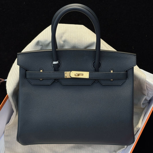 Hermès Birkin 30 Bleu Nuit Epsom with Gold Hardware