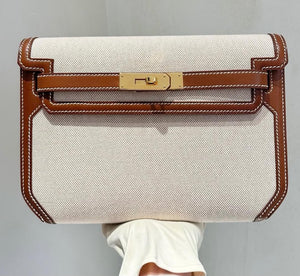 Hermes Kelly Depeche Barenia toile gold hardware
