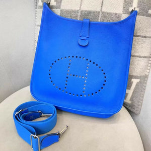 Hermes Evelyne 29 blue Togo leather Palladium hardware