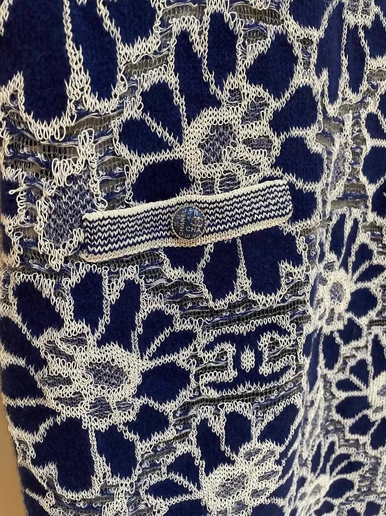 Chanel 21SS blue Knit Floral Dress