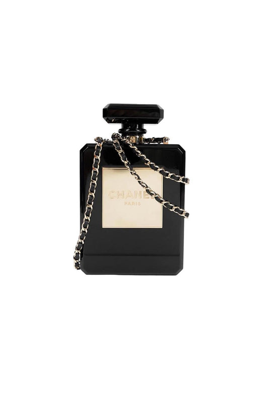 Chanel Minaudiere Perfume Clutch Black Acrylic Light Gold Hardware minaudiere