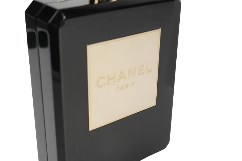 Chanel Minaudiere Perfume Clutch Black Acrylic Light Gold Hardware minaudiere