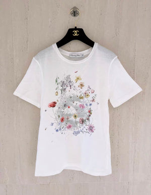 Christian Dior floral print cotton and linen T-shirt S size