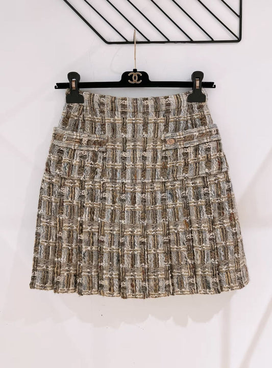 CHANEL Chanel Rome series tweed pleated skirt from catwalk - 34 Skirt - Vintage fashion from Top Quality Luxury Designers Bag