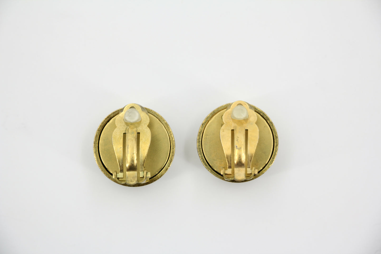 Chanel Vintage 94A Gold-plated Resin Gold and Black Cross Clip-on Earrings