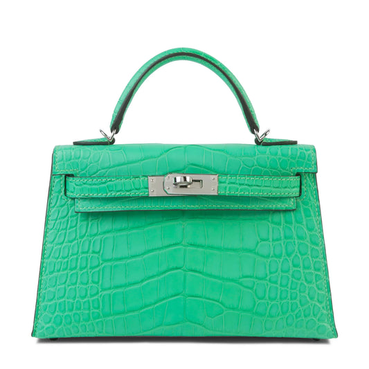 Hermes Mini Kelly 20 Vert Comics Matte Alligator Palladium hardware