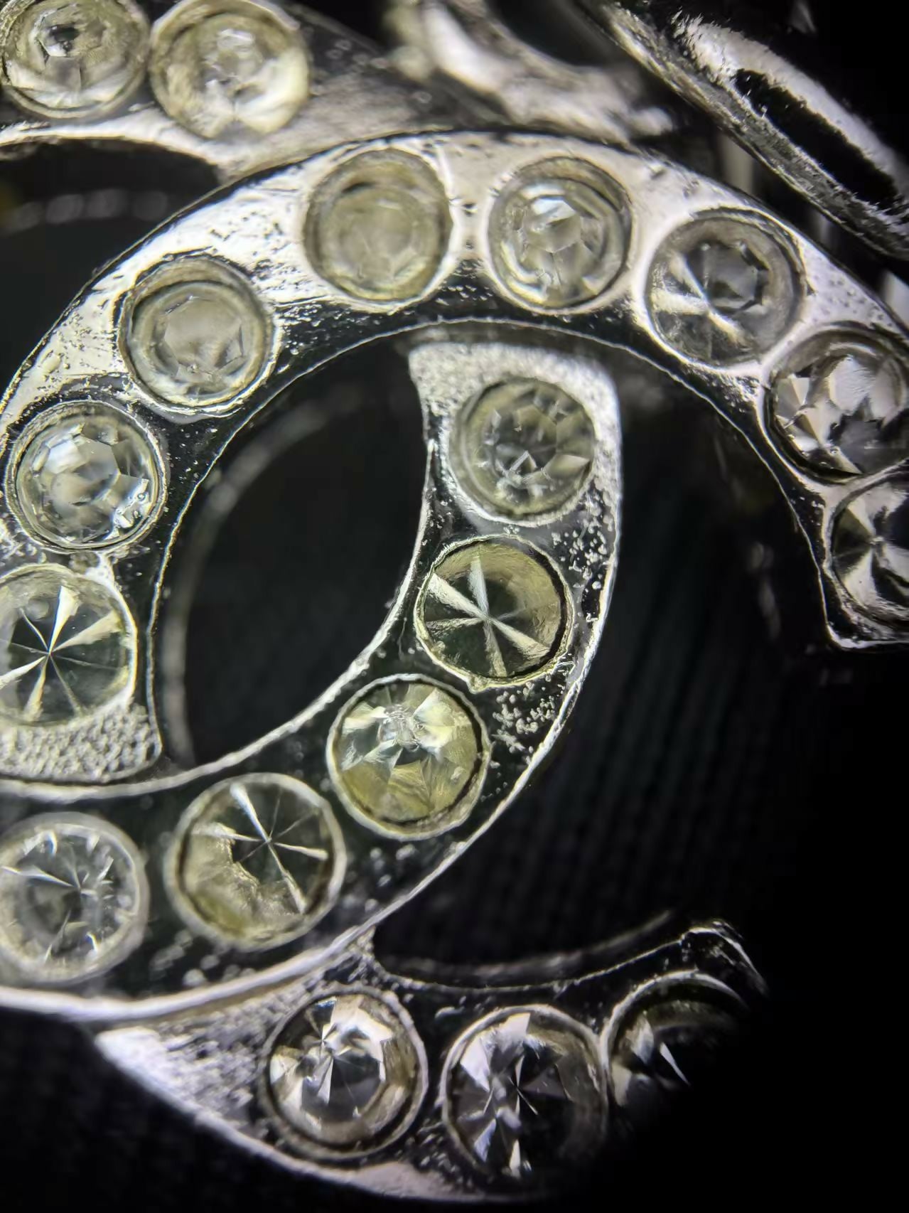Chanel Vintage 06C Rhinestone  Metal Silver Large CC Star Bag Charm