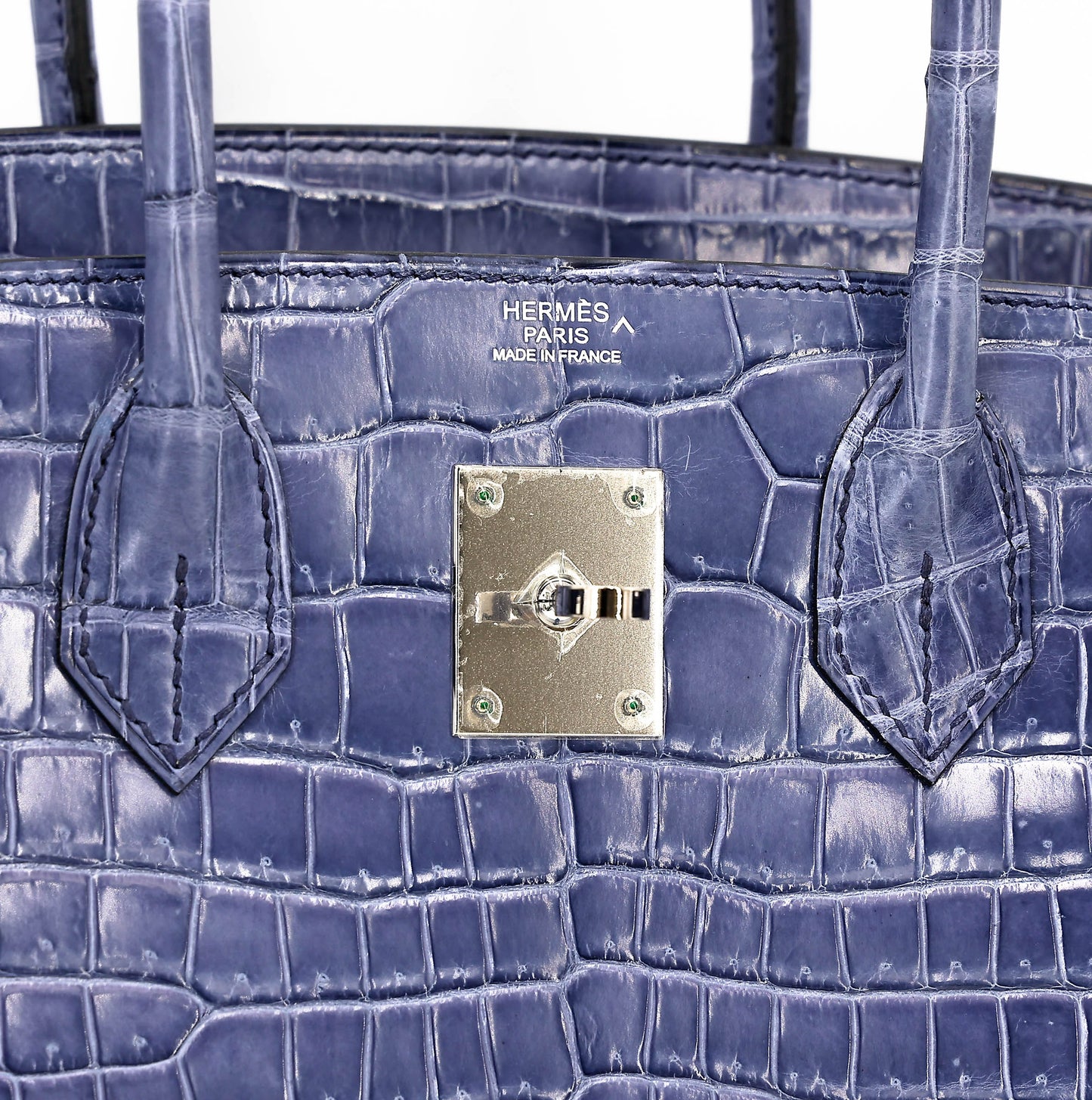 Hermes Birkin 30 Bleu Brighton Shiny Porosus Crocodile Palladium hardware