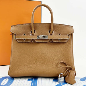 Hermès Birkin 25 Fauve Barenia Faubourg Leather Palladium Hardware