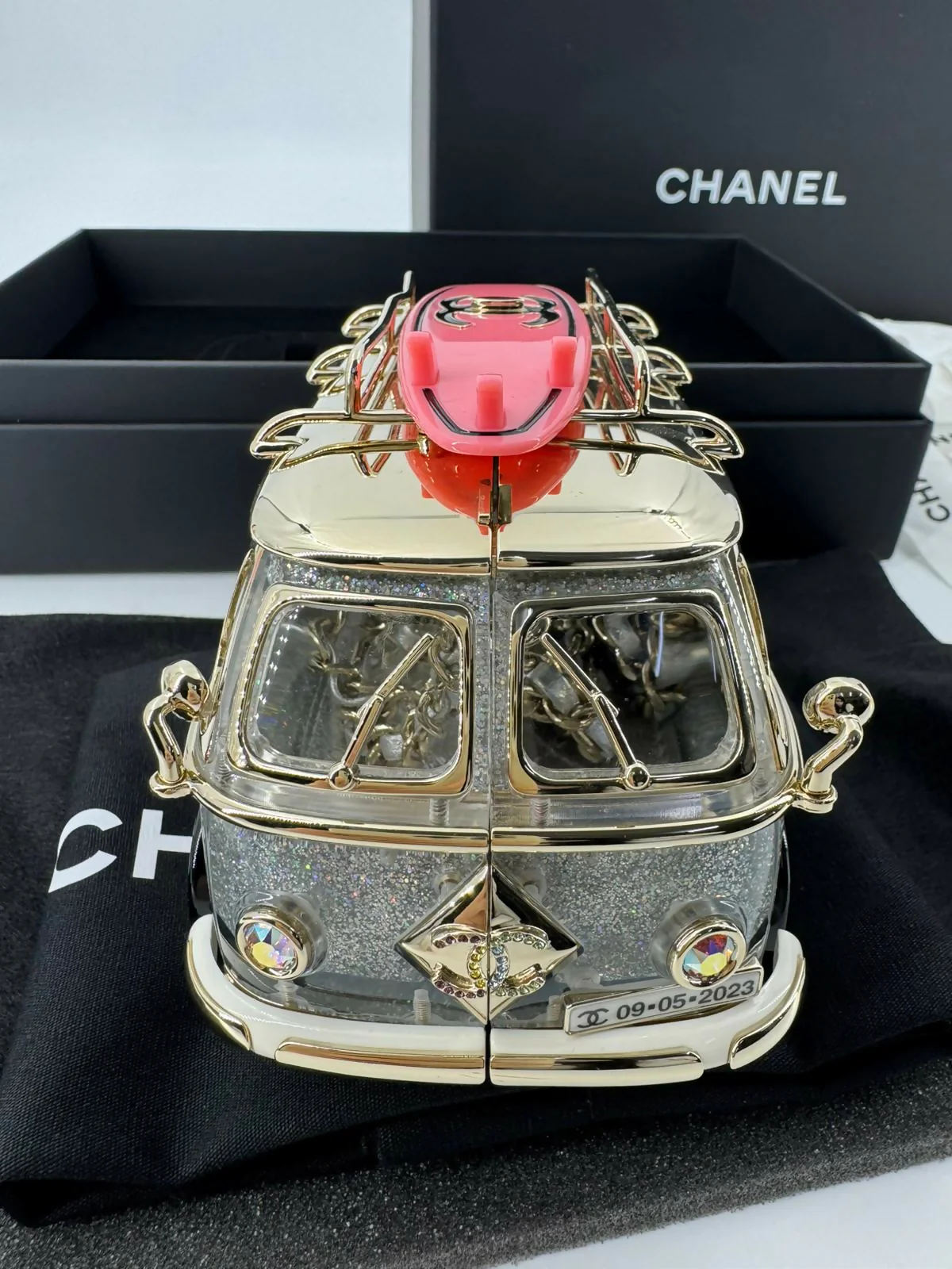 Chanel 2024 Glitter Lucite, Multicolor Rhinestone & Enamel Hollywood Mini Van