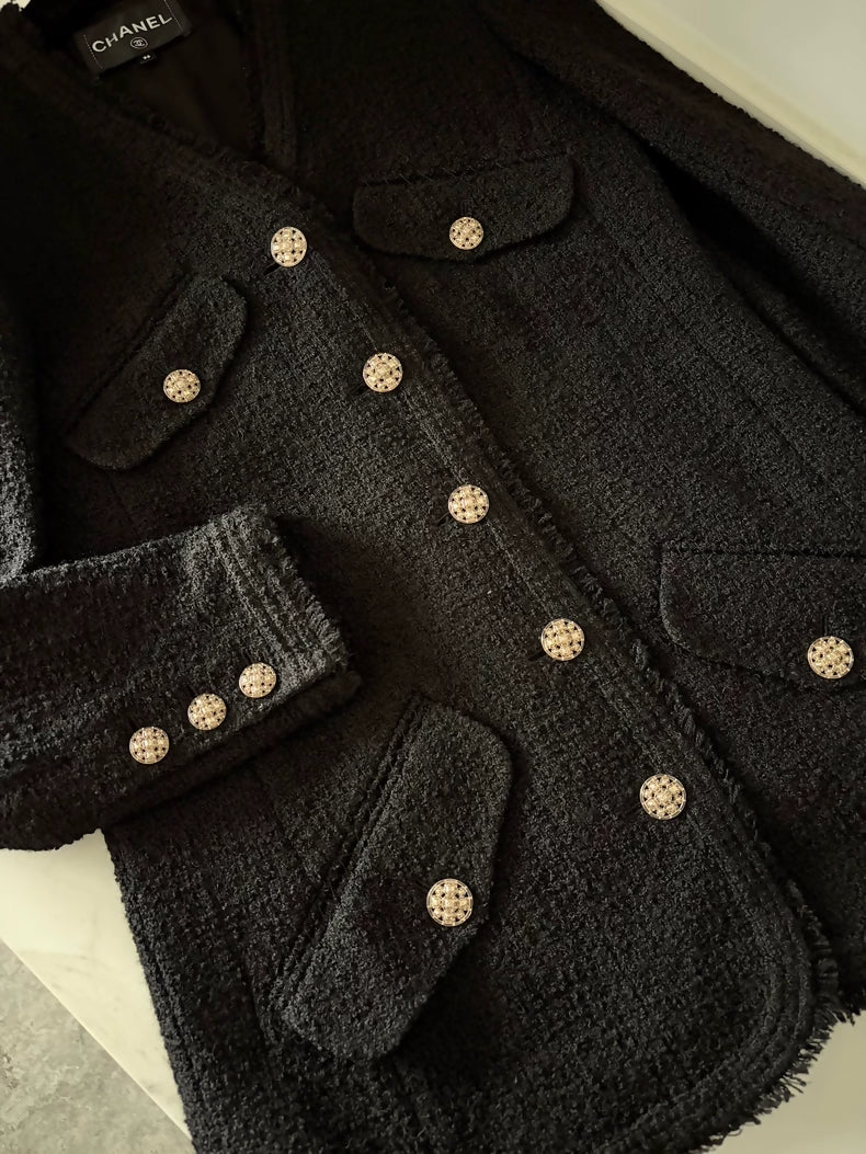 Chanel 20A Black Tweed Four-Pocket Jacket