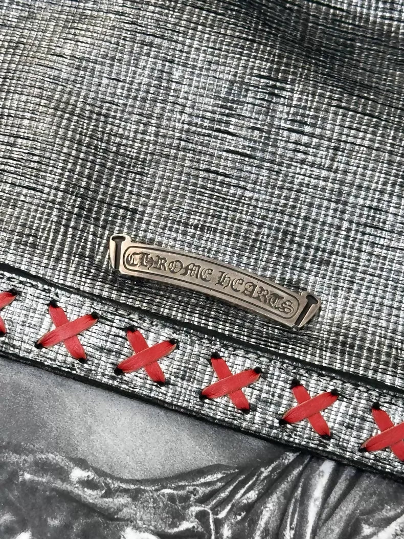 Chrome Hearts silver and red cross clutch