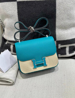 HERMES CONSTANCE 24 BLEU PAON / MENTHE ENAMEL HARDWARE
