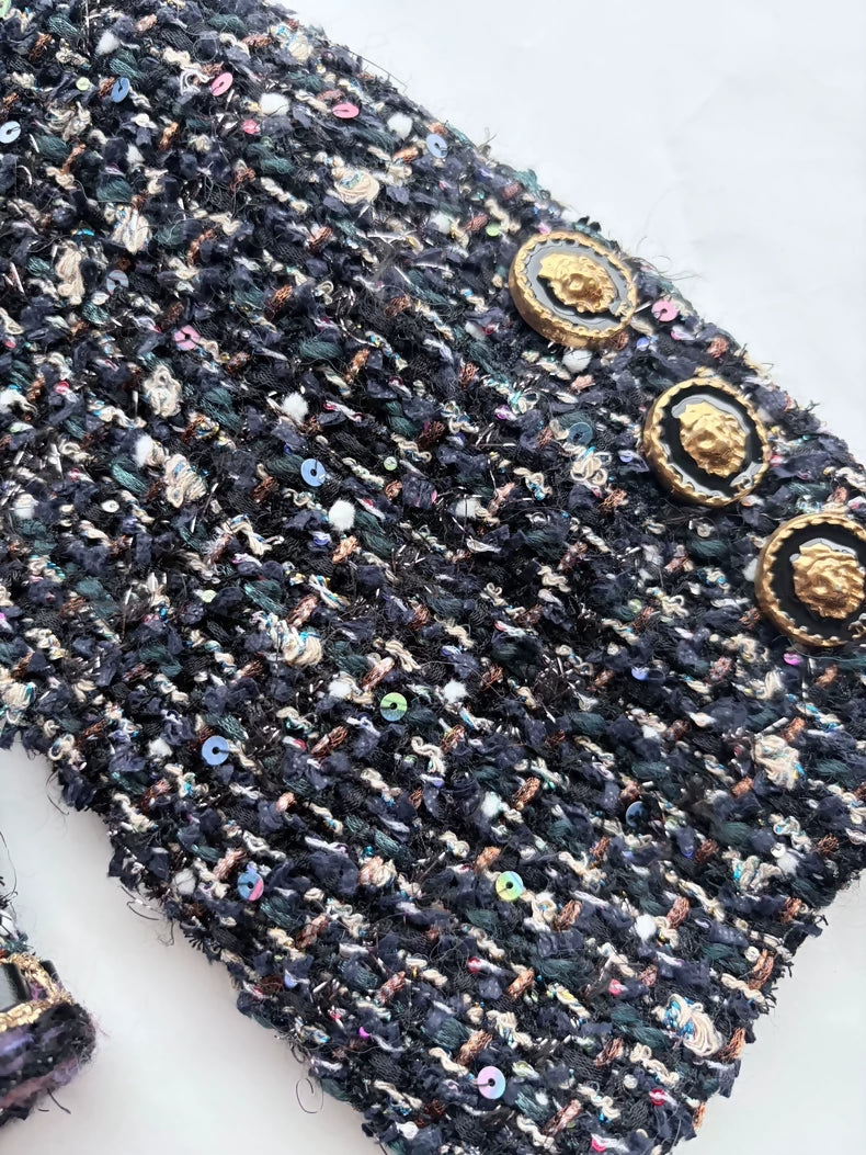 Chanel 21A Leather Chain tweed Jacket