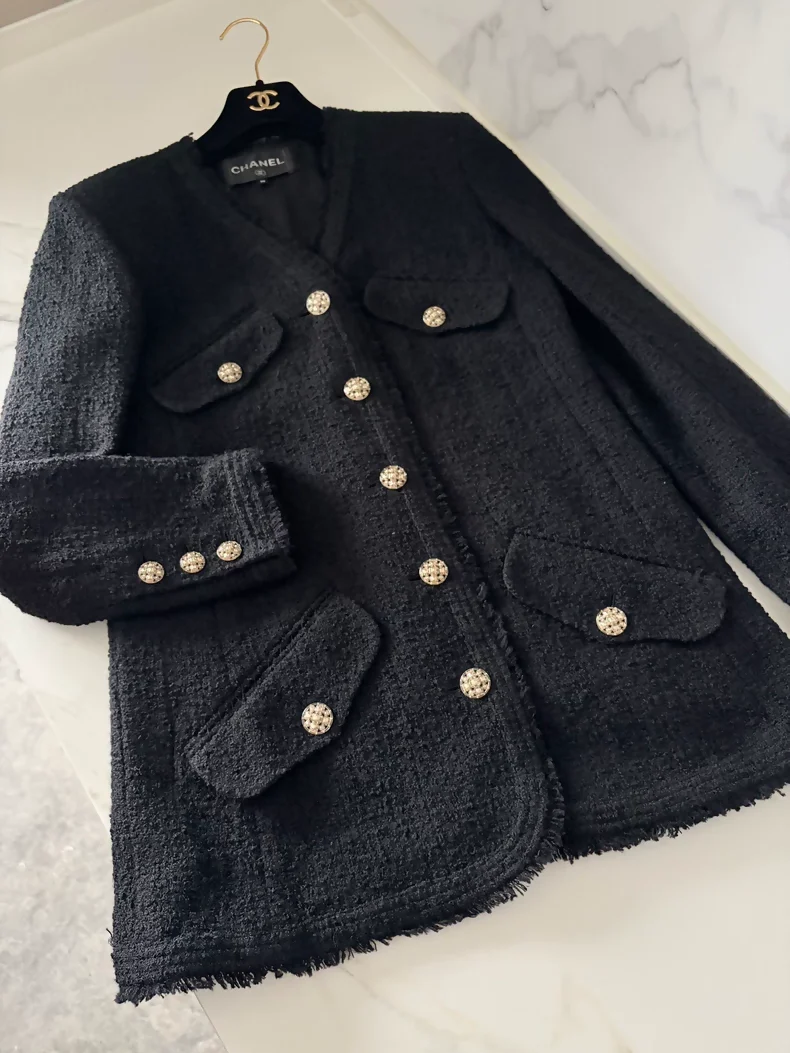 Chanel 20A Black Tweed Four-Pocket Jacket