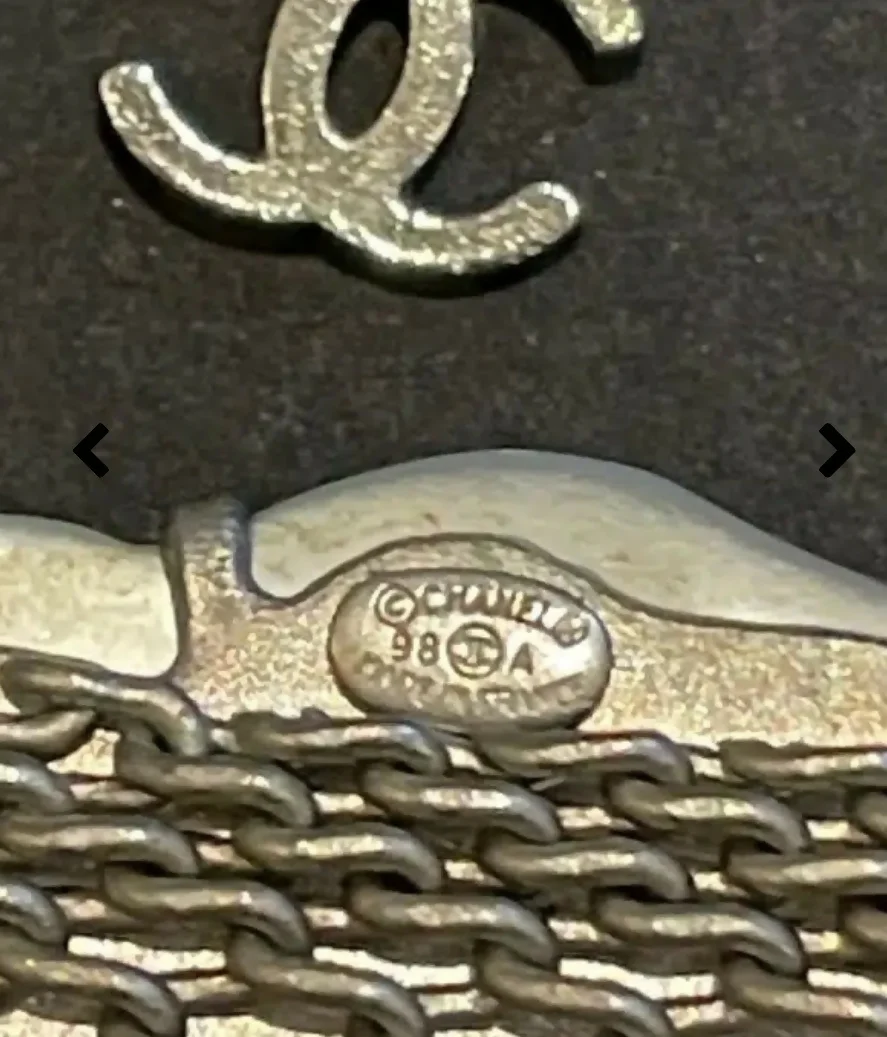 Chanel Vintage 98A Silver Plated Metal Mesh Mother-of-pearl Camellia Flower Choker