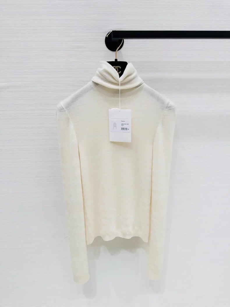 Chanel turtleneck embossed logo top