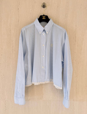 Miu Miu new blue and white lace striped shirt size 40