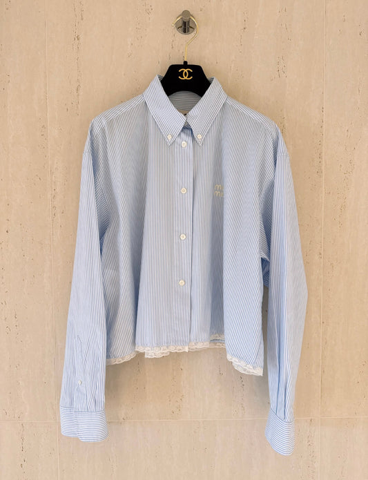 MIU MIU Miu Miu new blue and white lace striped shirt size 40 - Medium Shirt - Secondhand luxury from Top Quality Luxury Designers Bag