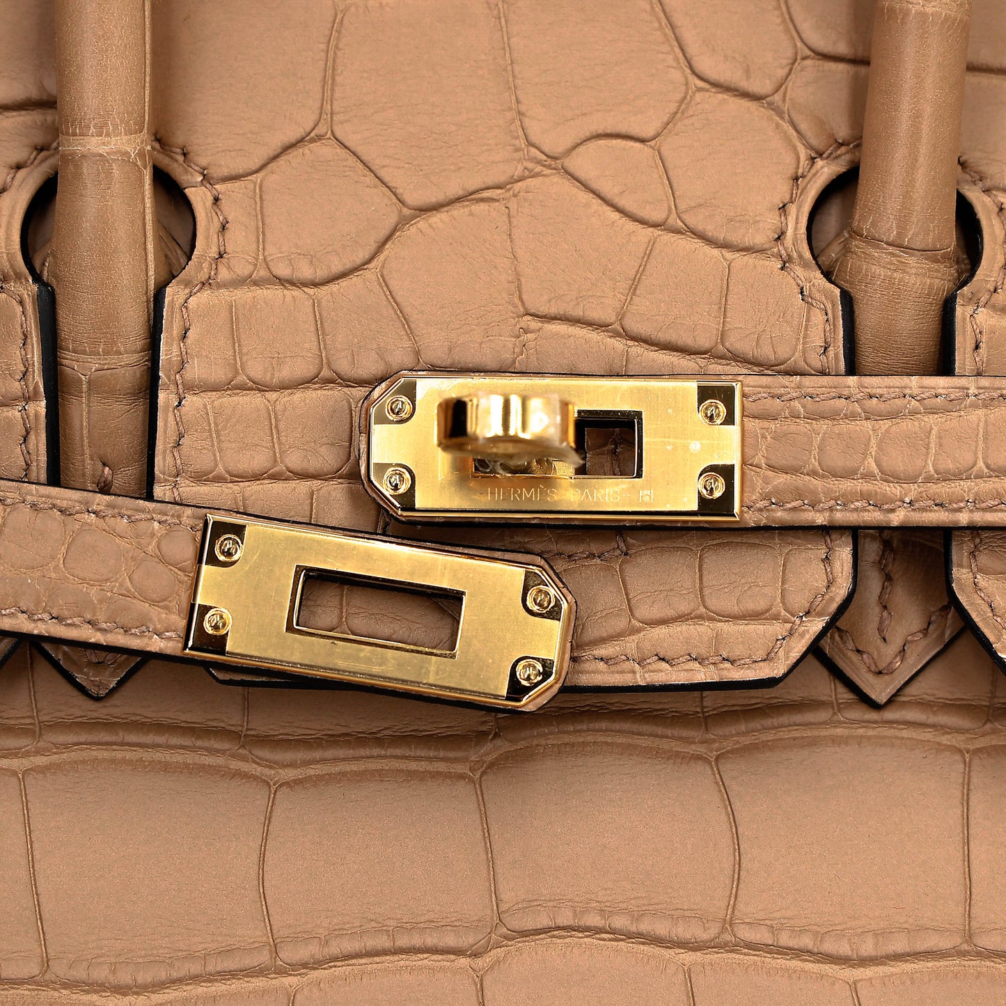 HERMÈS Birkin 25 Sellier Chai Matte Alligator Gold hardware