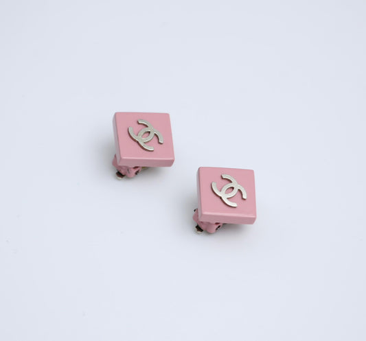 CHANEL Vintage Chanel 04P Pink Diamond Resin Clip-On Earrings - Onesize Fashion Jewellery - Vintage fashion from Top Quality Luxury Designers Bag