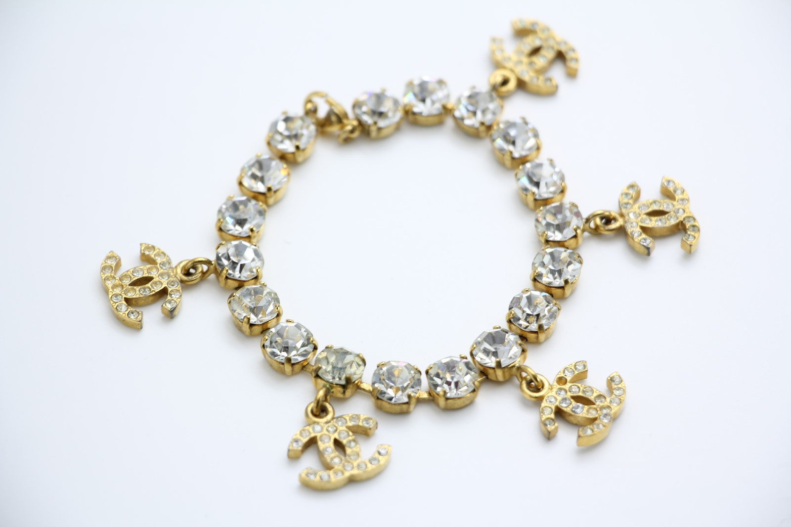 CHANEL Chanel Vintage 96P Rhinestone Five Cc Bracelet - Onesize Fashion Jewellery - Used fashion item from Top Quality Luxury Designers Bag
